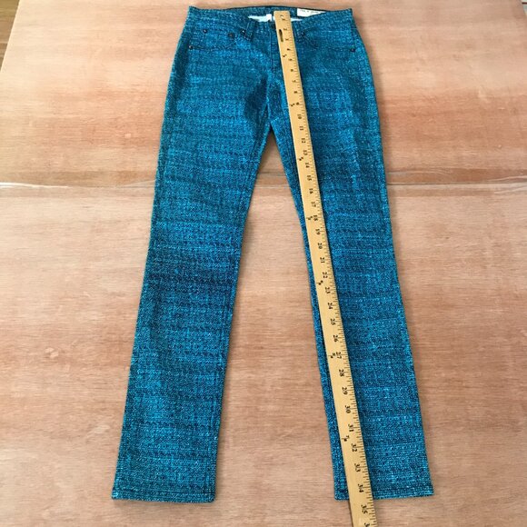 Rag & Bone Legging Jeans Women 24 Blue Tweed Print Mid Rise Pockets Slimming - Picture 3 of 14